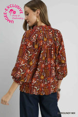 Floral Print Scallop Hem Blouse