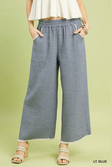 UMGEE Frayed Hem Wide Leg Pants