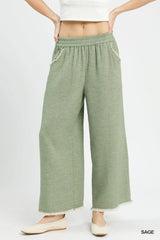 UMGEE Frayed Hem Wide Leg Pants