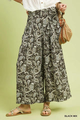 Mix Paisley Print Wide Leg Pants