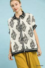 UMGEE Abstract Print Button-Front Blouse