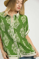UMGEE Abstract Print Button-Front Blouse