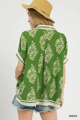 UMGEE Abstract Print Button-Front Blouse