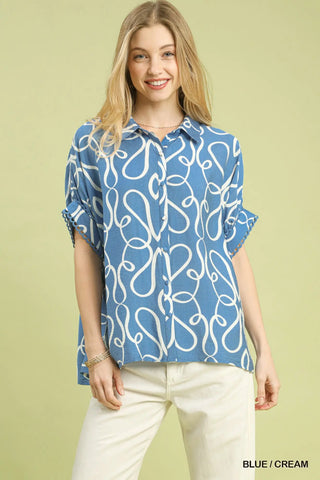 Abstract Print Button Front Top