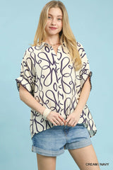 Abstract Print Button Front Top