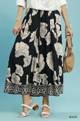 Botanical Print Wide  Leg Pant