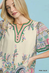 Paisley Flutter Sleeve Dress