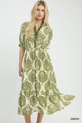 UMGEE Paisley Smocked Waist Midi Dress