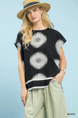 UMGEE Oversized Abstract Print Boxy Top