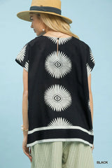 UMGEE Oversized Abstract Print Boxy Top