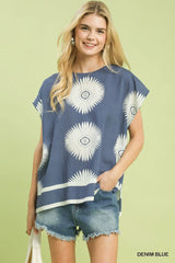 UMGEE Oversized Abstract Print Boxy Top