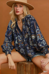 UMGEE Floral Print Long Sleeve Blouse