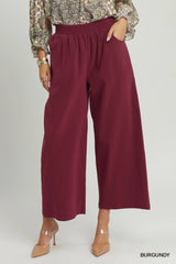 UMGEE Wide Leg Pull-On Crop Pants with Pockets