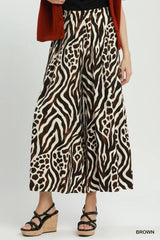 UMGEE Mixed Animal Print Wide Leg Pants