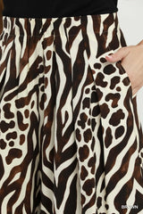 UMGEE Mixed Animal Print Wide Leg Pants