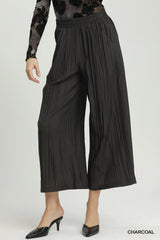 UMGEE Crinkle Textured Wide Leg Pull-On Pants