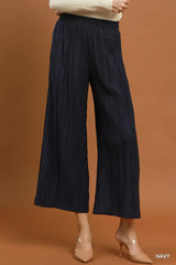 UMGEE Crinkle Textured Wide Leg Pull-On Pants