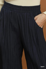 UMGEE Crinkle Textured Wide Leg Pull-On Pants
