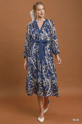 Abstract Print Midi Dress
