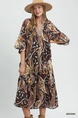 UMGEE Abstract Print Midi Dress
