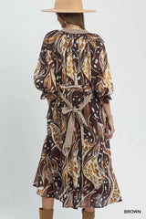 UMGEE Abstract Print Midi Dress