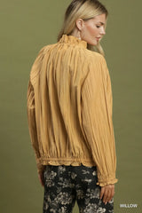 UMGEE Crinkle Zip Front Bomber Jacket