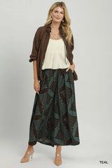UMGEE Abstract Botanical Print Wide Leg Pants