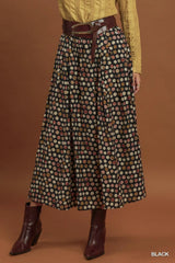 UMGEE Polka Dot Pleated Maxi Skirt