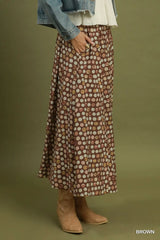 UMGEE Polka Dot Pleated Maxi Skirt