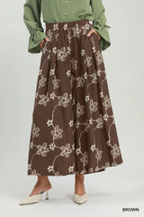 UMGEE Floral Line Print Wide Leg Pants