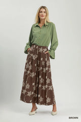 UMGEE Floral Line Print Wide Leg Pants