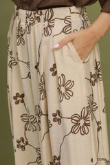 UMGEE Floral Line Print Wide Leg Pants