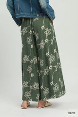 UMGEE Floral Line Print Wide Leg Pants