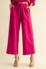 Scallop Edge Solid Dressy Pants