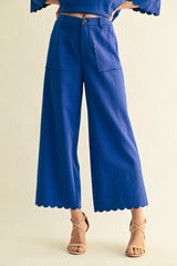 Scallop Edge Solid Dressy Pants
