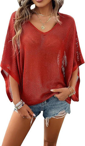 Loose Fit Batwing Sleeve Sweater