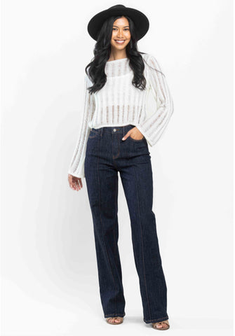Judy Blue Front Seam & Dart Detail wide Leg