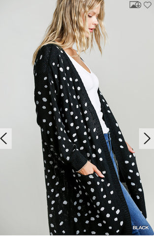 Black Dalmatian Cardigan with Pockets