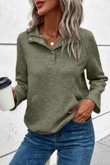 Textured Kangaroo Pocket Sweatshirt