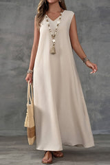 V-neck Sleeveless Slit Maxi Dress