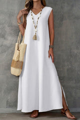 V-neck Sleeveless Slit Maxi Dress