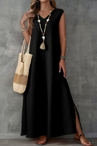 V-neck Sleeveless Slit Maxi Dress