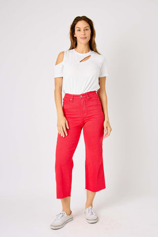 JB Red Tummy Control Crop Wide Leg