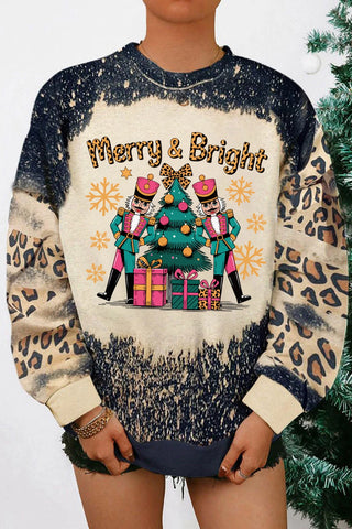 Christmas Nutcracker Leopard Baggy Sweatshirt