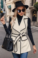 Belted Button Pocket Vest