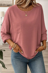 Solid Color Round Neck Long Sleeved Top