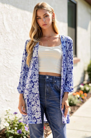 Ocean Blue Flower Cardigan