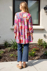 Magenta Patchwork Cardigan