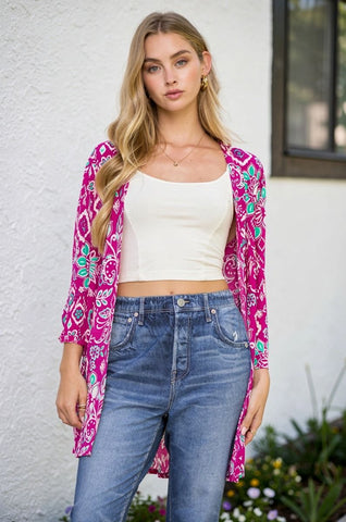 Hot Pink Print Lizzy Cardigan