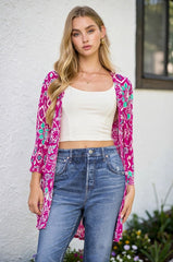 Hot Pink Print Lizzy Cardigan